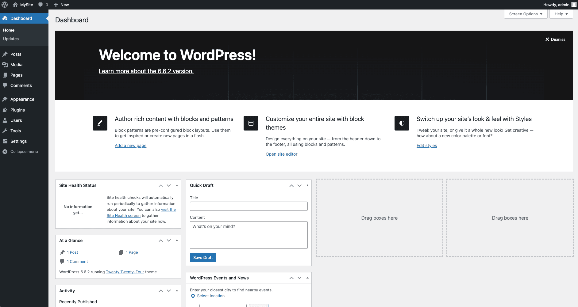WordPress sitt admin-panel.